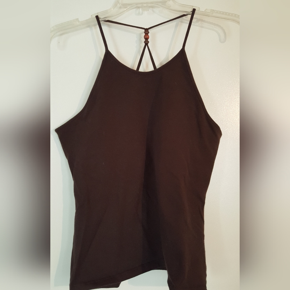 Tank Top by Moda International w/built-in bra size Large in Dark Brown